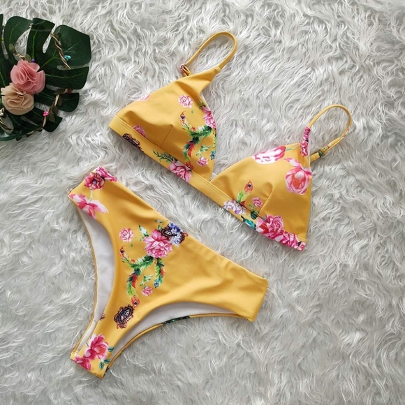 Floral Print High Waisted Cheeky Bikini Swim XL - Picture 5 of 7